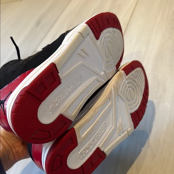 Nike Jordans Kids Black and Red High-Top Sneakers, size 2