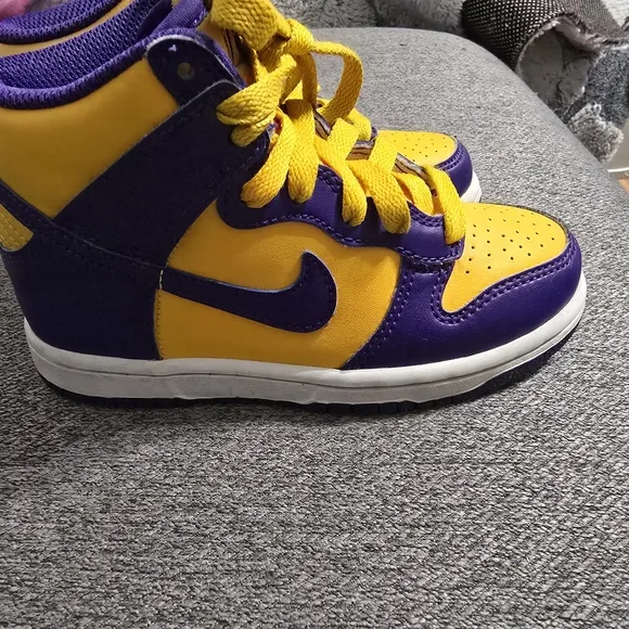 Nike Kids High-Top Sneakers - Purple and Yellow