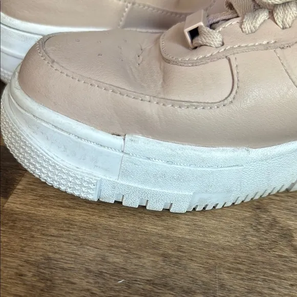 Nike Pink/Tan and White Sneakers Air Force 1 Pixel Size 7