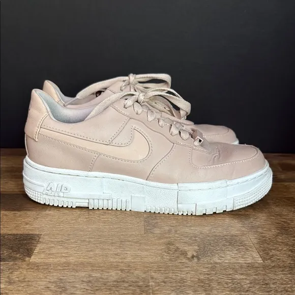 Nike Pink/Tan and White Sneakers Air Force 1 Pixel Size 7