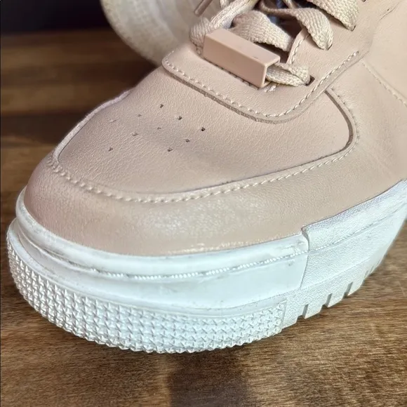 Nike Pink/Tan and White Sneakers Air Force 1 Pixel Size 7