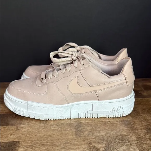 Nike Pink/Tan and White Sneakers Air Force 1 Pixel Size 7