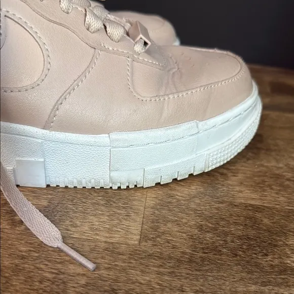 Nike Pink/Tan and White Sneakers Air Force 1 Pixel Size 7