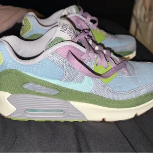Nike Purple and Green Air Max 90 Sneakers