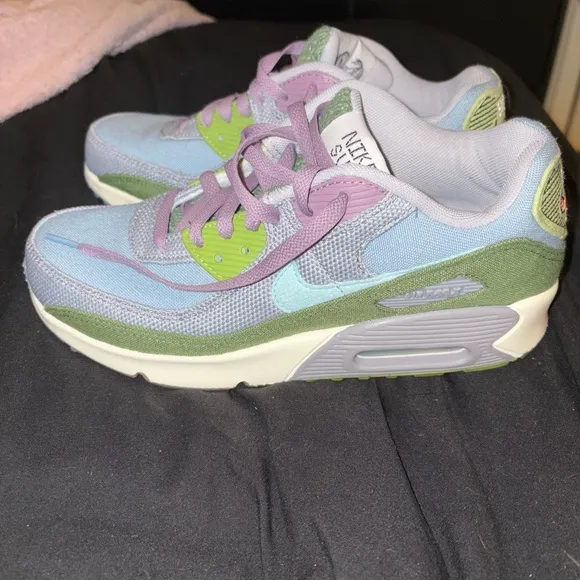 Nike Purple and Green Air Max 90 Sneakers