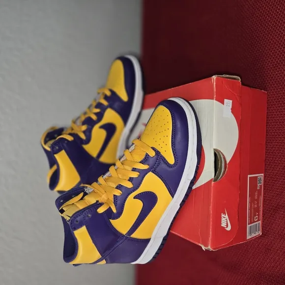 Nike Purple and Yellow High-Top Sneakers