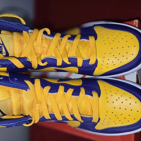 Nike Purple and Yellow High-Top Sneakers