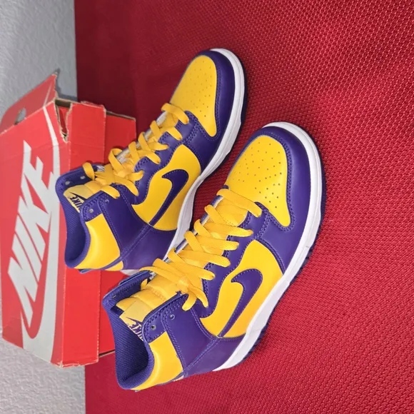 Nike Purple and Yellow High-Top Sneakers