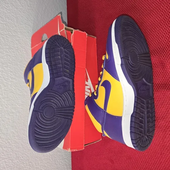 Nike Purple and Yellow High-Top Sneakers