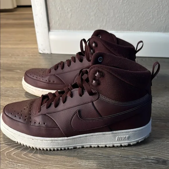 Nike Red Sneakers with High-Top Design and Textured Material