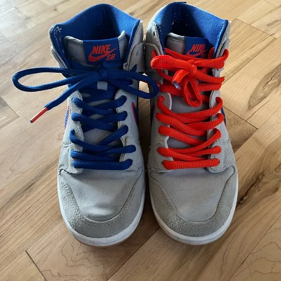 Nike SB High-Top Sneakers - Gray and Orange.