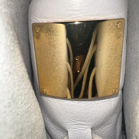 Nike Victor Cruz X Air Force 1 White and Gold High-Top Sneakers