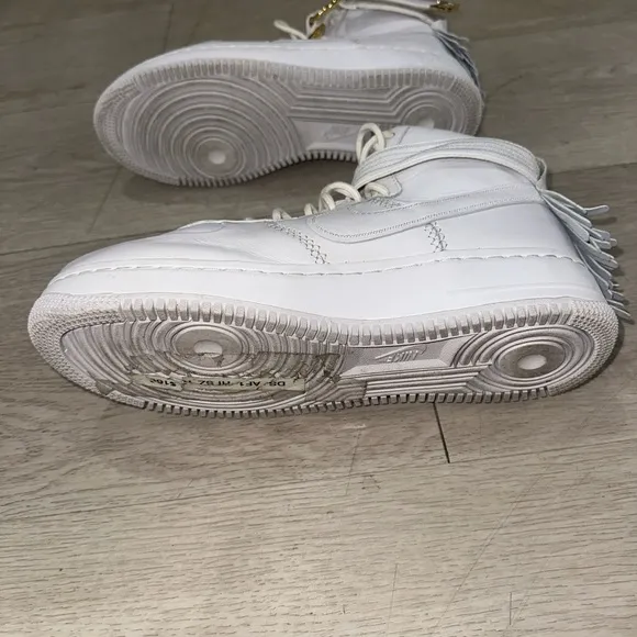 Nike Victor Cruz X Air Force 1 White and Gold High-Top Sneakers