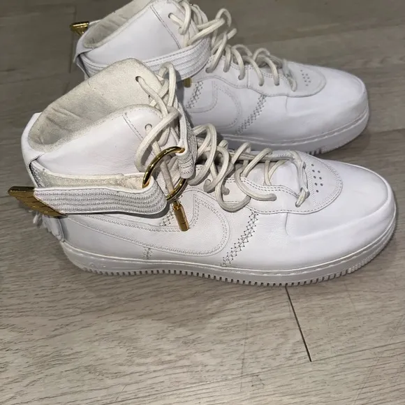 Nike Victor Cruz X Air Force 1 White and Gold High-Top Sneakers