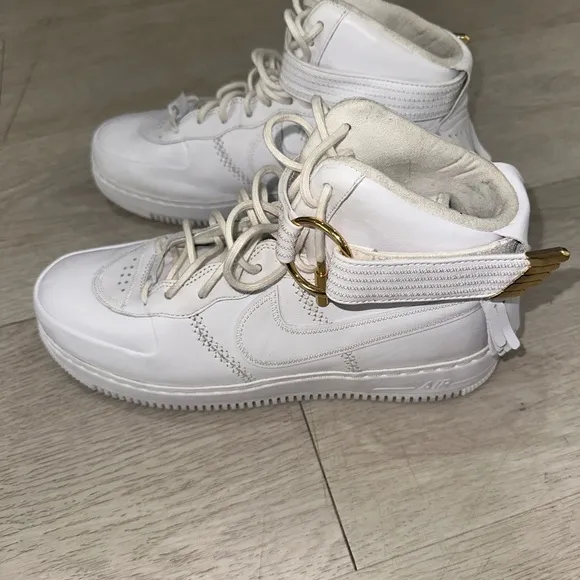 Nike Victor Cruz X Air Force 1 White and Gold High-Top Sneakers