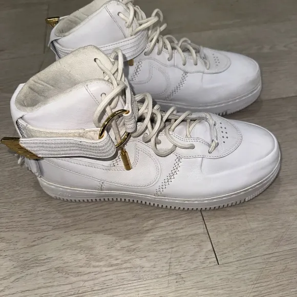 Nike Victor Cruz X Air Force 1 White and Gold High-Top Sneakers