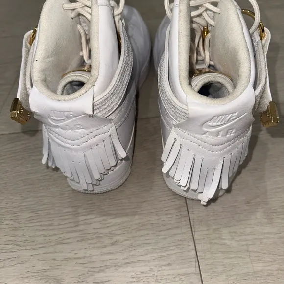 Nike Victor Cruz X Air Force 1 White and Gold High-Top Sneakers