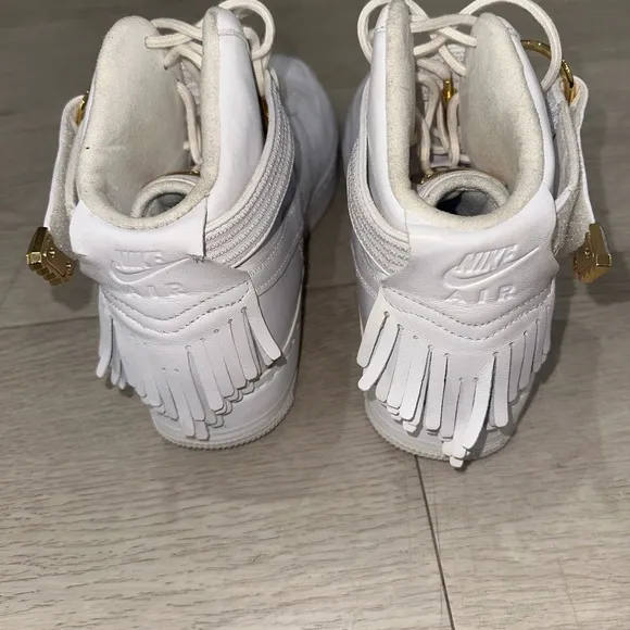 Nike Victor Cruz X Air Force 1 White and Gold High-Top Sneakers
