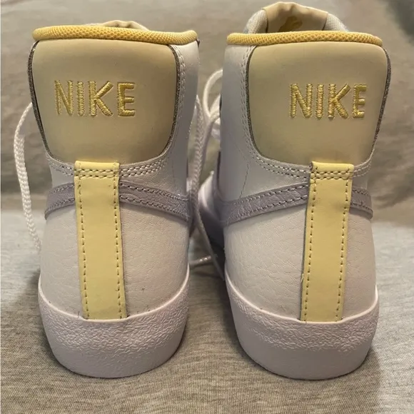 Nike White and Yellow High-Top Sneakers