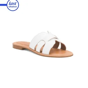 NILA &amp; NILA White Made In Italy Leather Flat Sandals