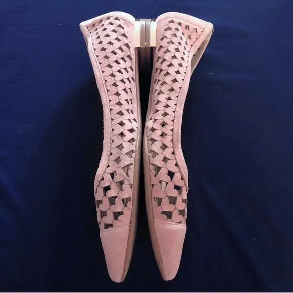 Nine West Ashling Leather Heart Cut-Out Flats Color Pink Size 8.5M