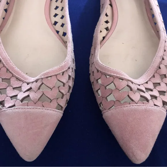 Nine West Ashling Leather Heart Cut-Out Flats Color Pink Size 8.5M