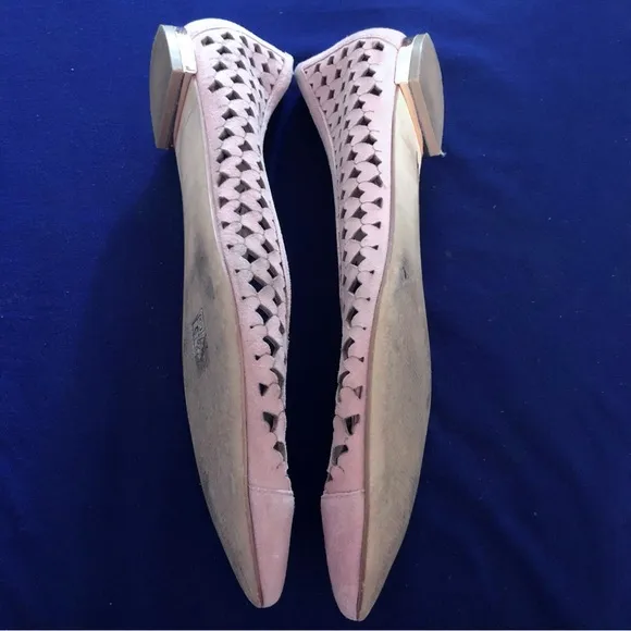 Nine West Ashling Leather Heart Cut-Out Flats Color Pink Size 8.5M
