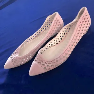 Nine West Ashling Leather Heart Cut-Out Flats Color Pink Size 8.5M
