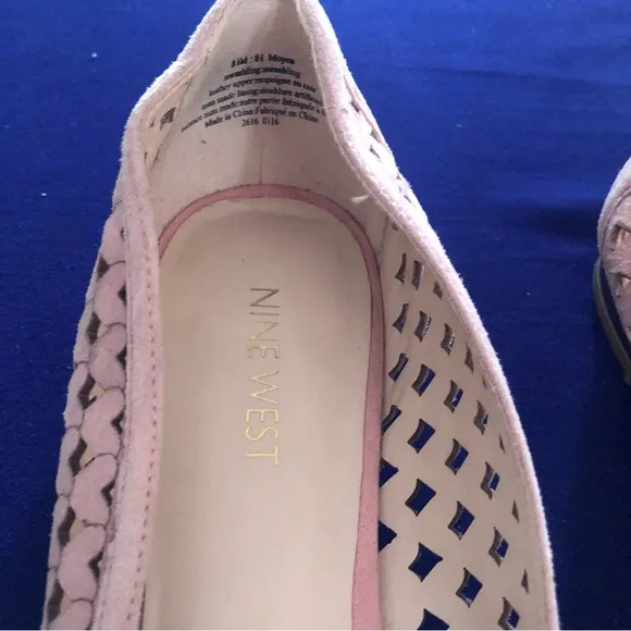 Nine West Ashling Leather Heart Cut-Out Flats Color Pink Size 8.5M