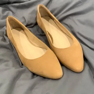 Nisolo Tan Suede Ballerina Pointed Toe Flats 8.5 EUC