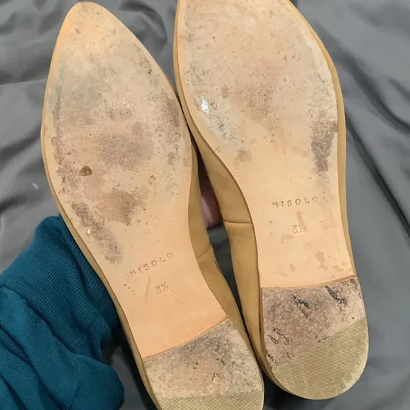 Nisolo Tan Suede Ballerina Pointed Toe Flats 8.5 EUC