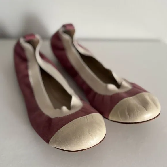 Noemie Balletcore Pink Suede Leather Flats