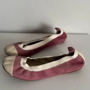 Noemie Balletcore Pink Suede Leather Flats