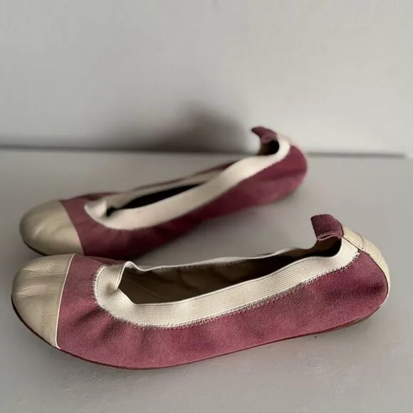 Noemie Balletcore Pink Suede Leather Flats