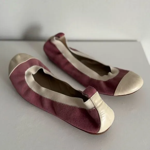 Noemie Balletcore Pink Suede Leather Flats