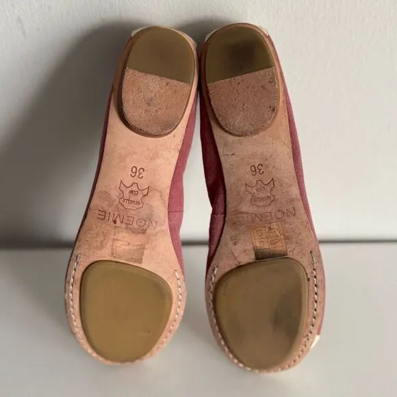 Noemie Balletcore Pink Suede Leather Flats