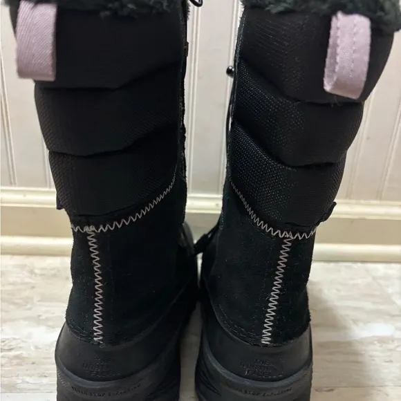 North Face Black Winter Snow Boots Faux Fur Lined Waterproof Outdoor Footwear