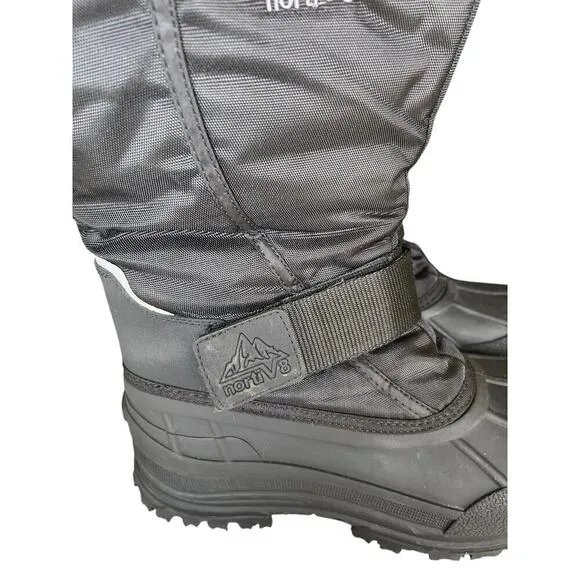 Nortiv 8 Quebec 3M Thinsulate Waterproof Weatherproof Black Lined Snow Boots 8