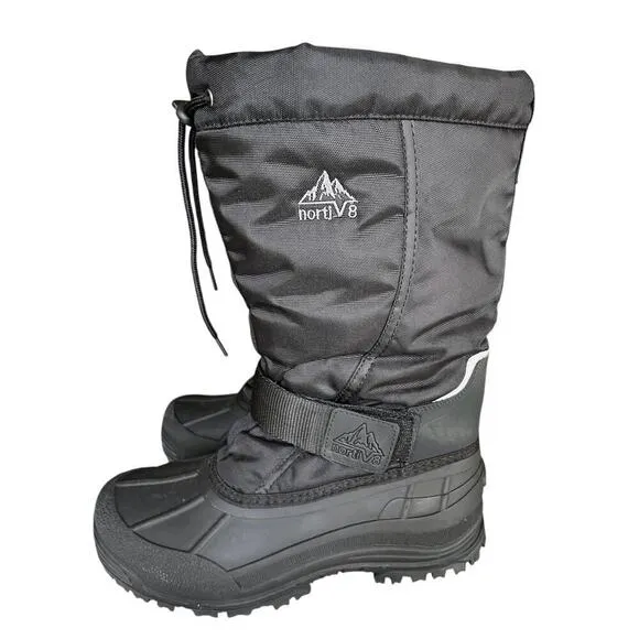Nortiv 8 Quebec 3M Thinsulate Waterproof Weatherproof Black Lined Snow Boots 8