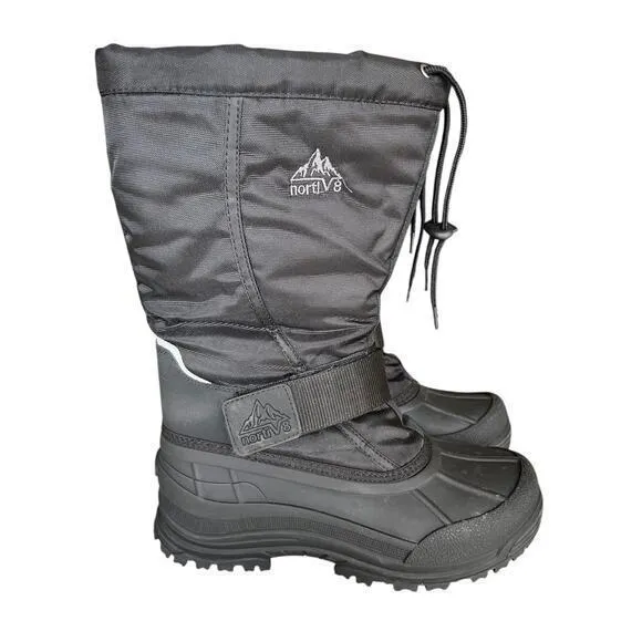 Nortiv 8 Quebec 3M Thinsulate Waterproof Weatherproof Black Lined Snow Boots 8