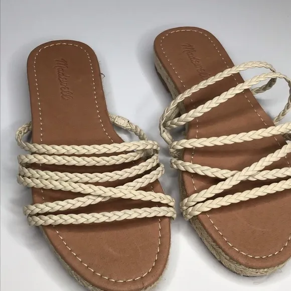 NWB Madewell The Kathryn Espadrille Slide Sandal in Leather Size 7.