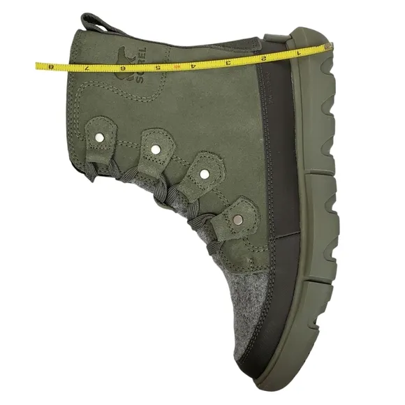 NWB Sorel explorer next Joan waterproof boots stone green lace insulated suede