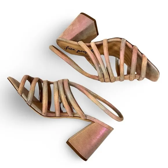 NWOB $158 Free People Metallic Sheen Leather Sandals (Bin 45)