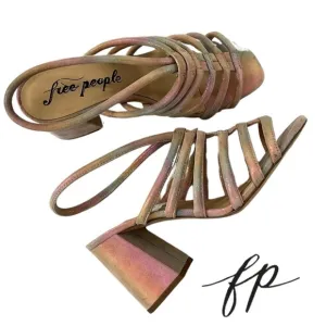 NWOB $158 Free People Metallic Sheen Leather Sandals