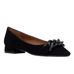 NWOB AQUATALIA Palina Suede Chain Ballerina Flats In Black