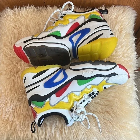 NWOB Ash Bird Wedge Multi-Colored Leather &amp; Knit Trainer Sneakers Sz-8/39