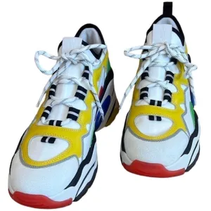 NWOB Ash Bird Wedge Multi-Colored Leather &amp; Knit Trainer Sneakers Sz-8/39
