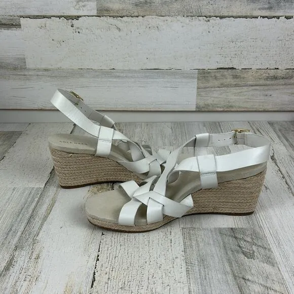 NWOB Cole Haan womens sz 8 1/2B white leather strappy sandals