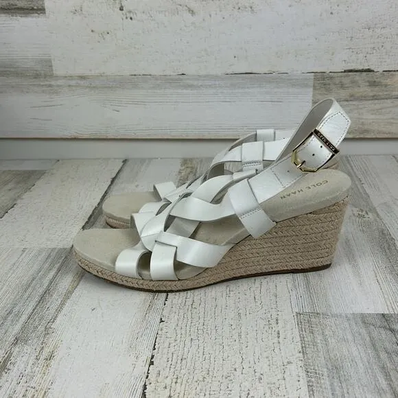NWOB Cole Haan womens sz 8 1/2B white leather strappy sandals