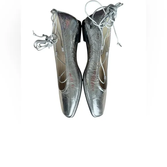 NWOB Dolce Vita RYDER Lace Up silver Ballet Flats size 8
